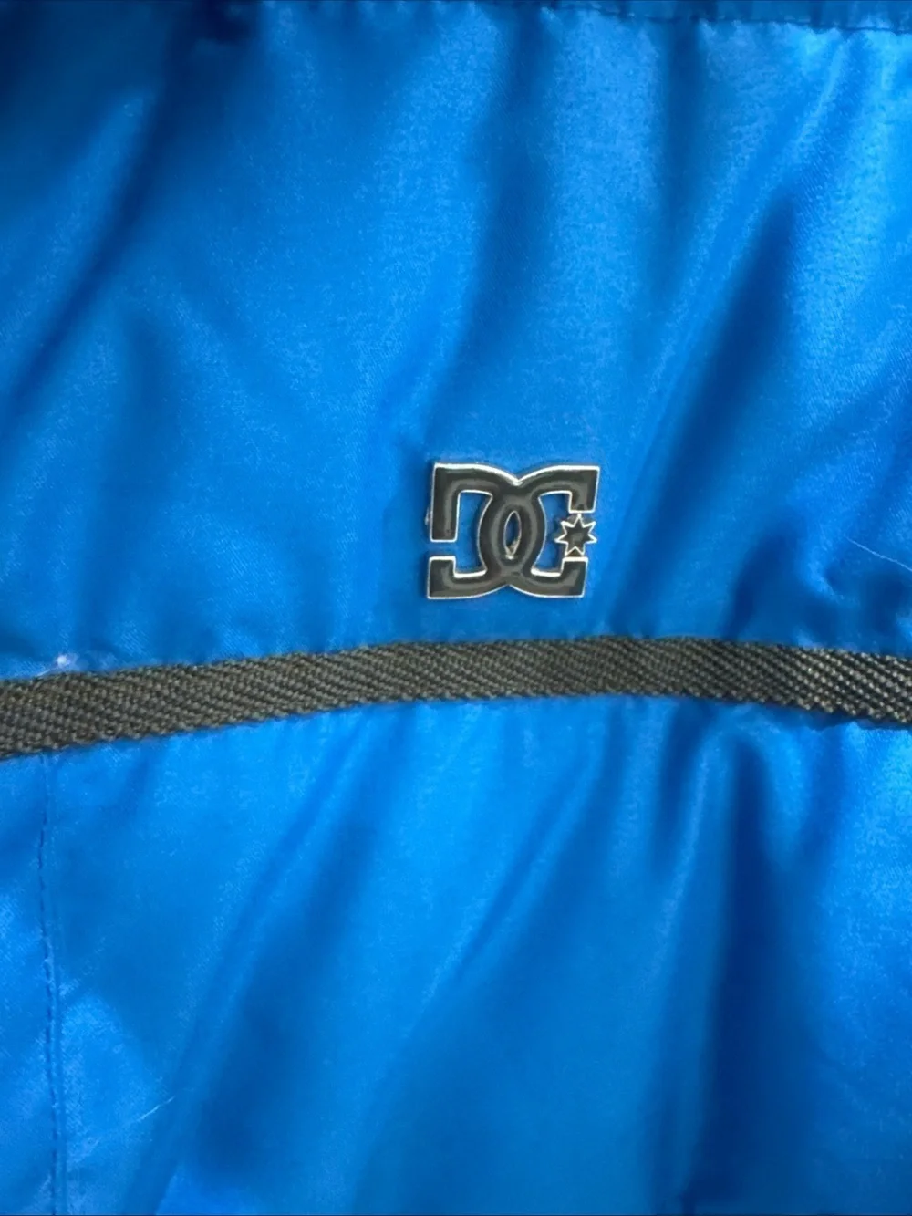 DC Shoes Mens Large Blue Down Snowboard Ski Jacket EXOTEX 5K Hooded Winter Coat